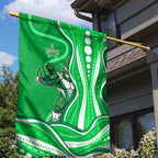 Melbourne Stars Garden Flag Aboriginal Dot Art Green White - Tribal Wave Pattern