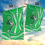Melbourne Stars Garden Flag Aboriginal Dot Art Green White - Tribal Wave Pattern