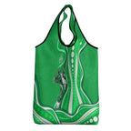 Melbourne Stars Grocery Bag Aboriginal Dot Art Green White - Tribal Wave Pattern
