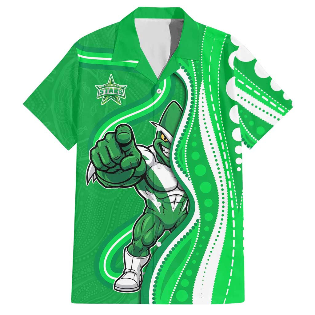 Melbourne Stars Hawaiian Shirt Aboriginal Dot Art Green White - Tribal Wave Pattern