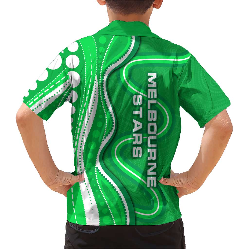 Melbourne Stars Hawaiian Shirt Aboriginal Dot Art Green White - Tribal Wave Pattern