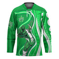 Melbourne Stars Hockey Jersey Aboriginal Dot Art Green White - Tribal Wave Pattern