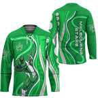 Melbourne Stars Hockey Jersey Aboriginal Dot Art Green White - Tribal Wave Pattern