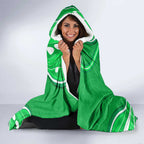 Melbourne Stars Hooded Blanket Aboriginal Dot Art Green White - Tribal Wave Pattern