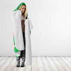 Melbourne Stars Hooded Blanket Aboriginal Dot Art Green White - Tribal Wave Pattern