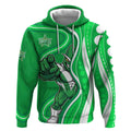 Melbourne Stars Hoodie Aboriginal Dot Art Green White - Tribal Wave Pattern