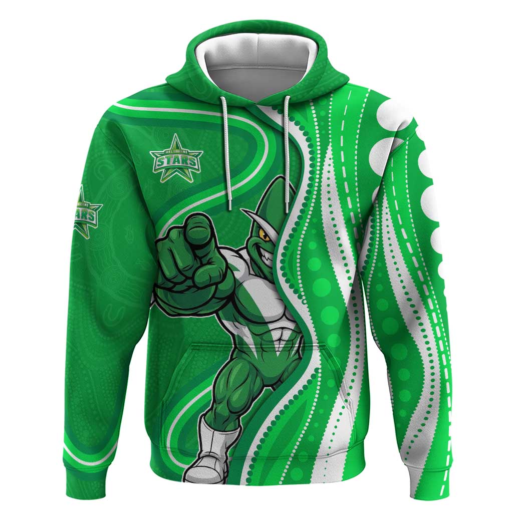 Melbourne Stars Hoodie Aboriginal Dot Art Green White - Tribal Wave Pattern