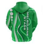 Melbourne Stars Hoodie Aboriginal Dot Art Green White - Tribal Wave Pattern