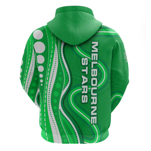 Melbourne Stars Hoodie Aboriginal Dot Art Green White - Tribal Wave Pattern