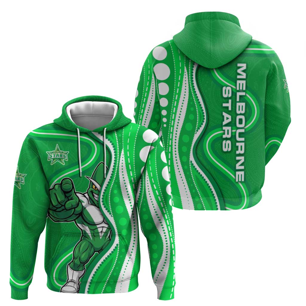 Melbourne Stars Hoodie Aboriginal Dot Art Green White - Tribal Wave Pattern