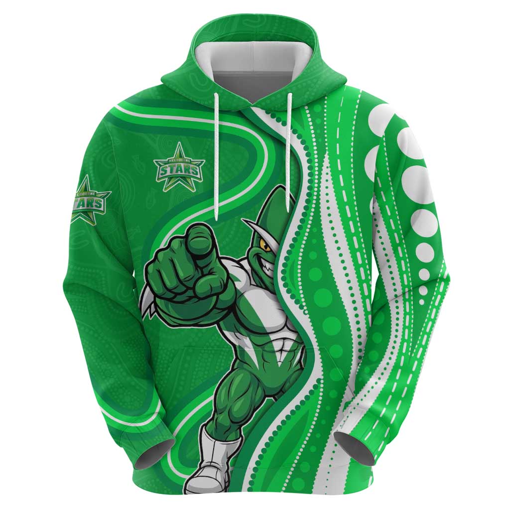 Melbourne Stars Hoodie Aboriginal Dot Art Green White - Tribal Wave Pattern