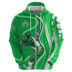Melbourne Stars Hoodie Aboriginal Dot Art Green White - Tribal Wave Pattern