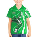 Melbourne Stars Kid Hawaiian Shirt Aboriginal Dot Art Green White - Tribal Wave Pattern