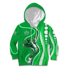 Melbourne Stars Kid Hoodie Aboriginal Dot Art Green White - Tribal Wave Pattern