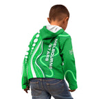 Melbourne Stars Kid Hoodie Aboriginal Dot Art Green White - Tribal Wave Pattern