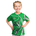 Melbourne Stars Kid T Shirt Aboriginal Dot Art Green White - Tribal Wave Pattern