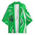 Melbourne Stars Kimono Aboriginal Dot Art Green White - Tribal Wave Pattern