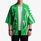 Melbourne Stars Kimono Aboriginal Dot Art Green White - Tribal Wave Pattern