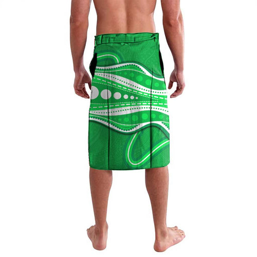 Melbourne Stars Lavalava Aboriginal Dot Art Green White - Tribal Wave Pattern