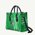 Melbourne Stars Leather Bag Aboriginal Dot Art Green White - Tribal Wave Pattern