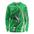 Melbourne Stars Long Sleeve Shirt Aboriginal Dot Art Green White - Tribal Wave Pattern