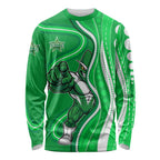 Melbourne Stars Long Sleeve Shirt Aboriginal Dot Art Green White - Tribal Wave Pattern