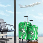Melbourne Stars Luggage Cover Aboriginal Dot Art Green White - Tribal Wave Pattern