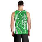 Melbourne Stars Men Tank Top Aboriginal Dot Art Green White - Tribal Wave Pattern