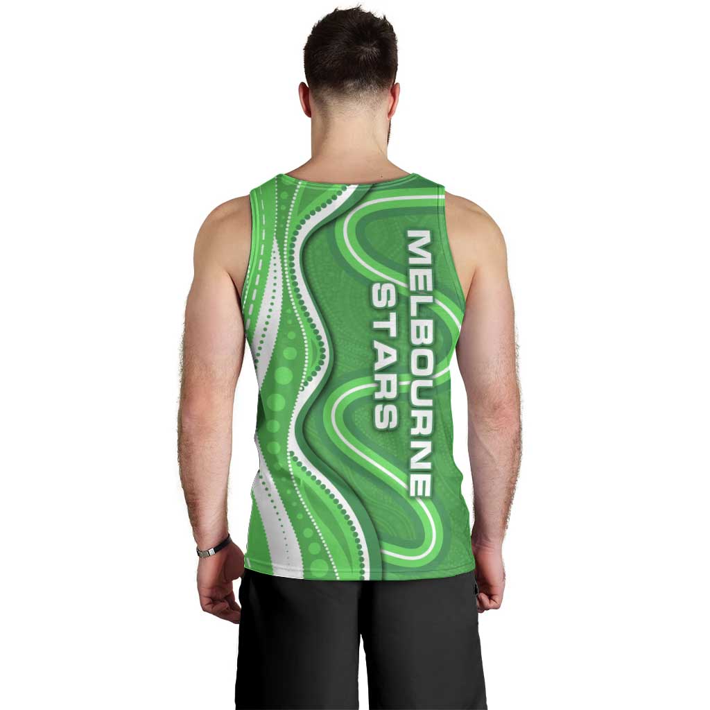 Melbourne Stars Men Tank Top Aboriginal Dot Art Green White - Tribal Wave Pattern