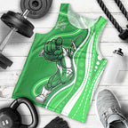 Melbourne Stars Men Tank Top Aboriginal Dot Art Green White - Tribal Wave Pattern