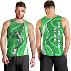 Melbourne Stars Men Tank Top Aboriginal Dot Art Green White - Tribal Wave Pattern
