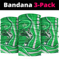 Melbourne Stars Neck Gaiter Aboriginal Dot Art Green White - Tribal Wave Pattern