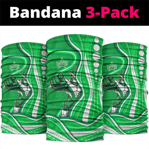 Melbourne Stars Neck Gaiter Aboriginal Dot Art Green White - Tribal Wave Pattern