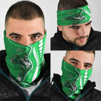 Melbourne Stars Neck Gaiter Aboriginal Dot Art Green White - Tribal Wave Pattern