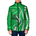 Melbourne Stars Padded Jacket Aboriginal Dot Art Green White - Tribal Wave Pattern