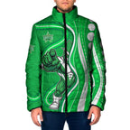 Melbourne Stars Padded Jacket Aboriginal Dot Art Green White - Tribal Wave Pattern