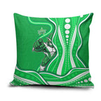 Melbourne Stars Pillow Cover Aboriginal Dot Art Green White - Tribal Wave Pattern