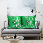 Melbourne Stars Pillow Cover Aboriginal Dot Art Green White - Tribal Wave Pattern