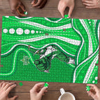 Melbourne Stars Puzzle Aboriginal Dot Art Green White - Tribal Wave Pattern