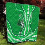 Melbourne Stars Quilt Aboriginal Dot Art Green White - Tribal Wave Pattern