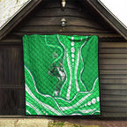 Melbourne Stars Quilt Aboriginal Dot Art Green White - Tribal Wave Pattern