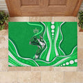 Melbourne Stars Rubber Doormat Aboriginal Dot Art Green White - Tribal Wave Pattern