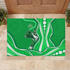 Melbourne Stars Rubber Doormat Aboriginal Dot Art Green White - Tribal Wave Pattern