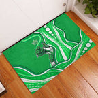 Melbourne Stars Rubber Doormat Aboriginal Dot Art Green White - Tribal Wave Pattern