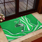 Melbourne Stars Rubber Doormat Aboriginal Dot Art Green White - Tribal Wave Pattern