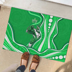 Melbourne Stars Rubber Doormat Aboriginal Dot Art Green White - Tribal Wave Pattern