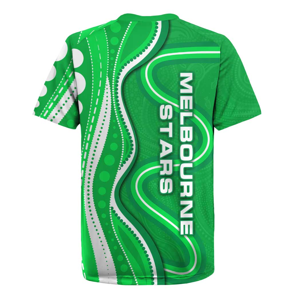 Melbourne Stars Rugby Jersey Aboriginal Dot Art Green White - Tribal Wave Pattern