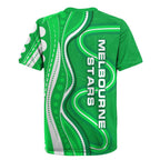 Melbourne Stars Rugby Jersey Aboriginal Dot Art Green White - Tribal Wave Pattern