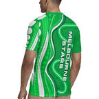 Melbourne Stars Rugby Jersey Aboriginal Dot Art Green White - Tribal Wave Pattern