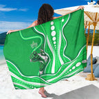 Melbourne Stars Sarong Aboriginal Dot Art Green White - Tribal Wave Pattern